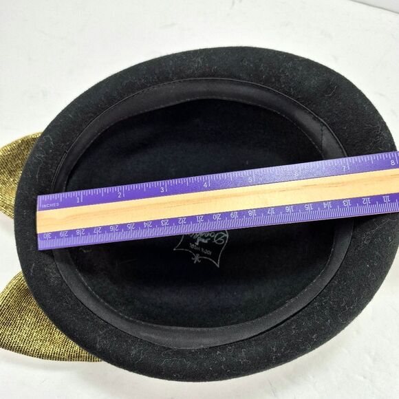 Vintage Bollman Doeskin Black Wool Felt Hat Bow Made in USA Mid Century. main image 12